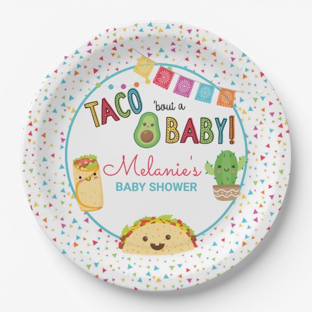 Plato De Papel Fiesta Taco Bout Una Placa De Papel Baby Shower (Anverso)