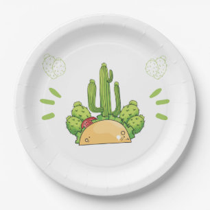 Plato De Papel Fiesta Taco Cactus