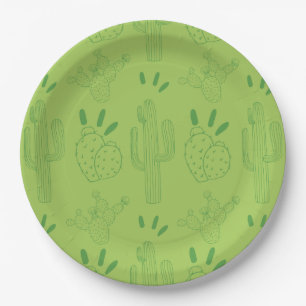Plato De Papel Fiesta Taco Cactus Green