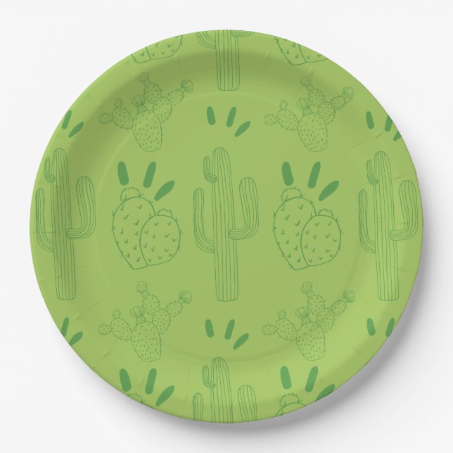Plato De Papel Fiesta Taco Cactus Green (Anverso)