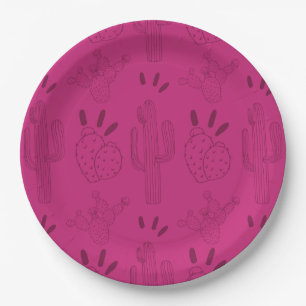 Plato De Papel Fiesta Taco Cactus Pink