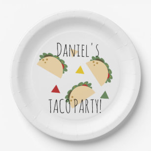 Plato De Papel Fiesta Taco Cumpleaños Confetti Fiesta Geométrica