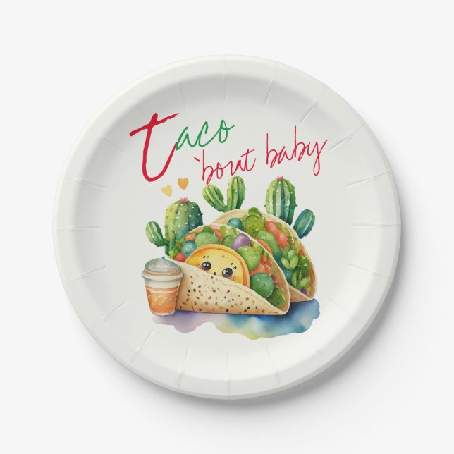 Plato De Papel FIESTA Taco 'sobre Baby Cute Tacos Baby Shower (Anverso)