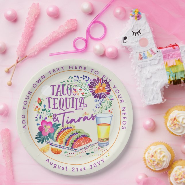 Plato De Papel FIESTA Tacos Tequila y Tiaras (Fiesta)
