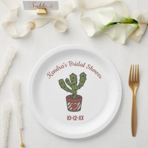 Plato De Papel Fiesta Tema Ducha nupcial Cactus personalizado