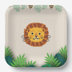 Plato De Papel fiesta temática de la jungla de leones para niños