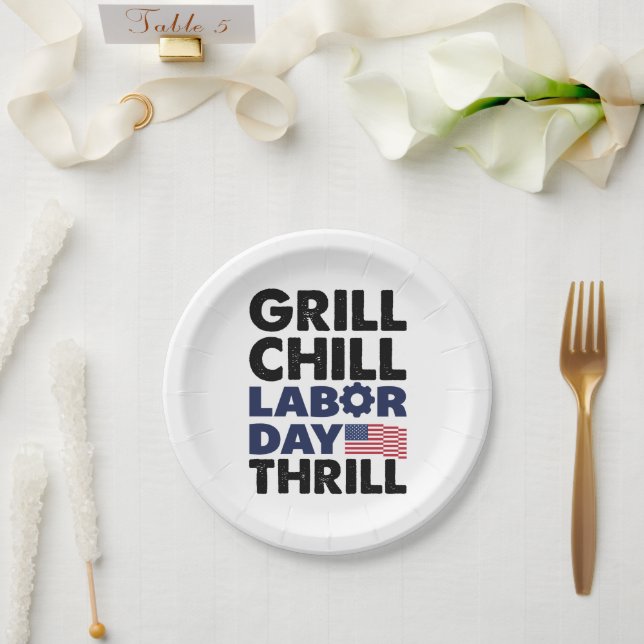 Plato De Papel Fiesta Thrill BBQ del Día del Trabajador de Grill  (Boda)