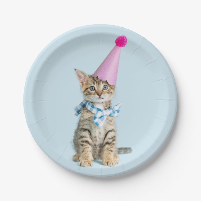 Plato De Papel FIESTA Time Cupakes Birthday Kitten Celebración (Anverso)