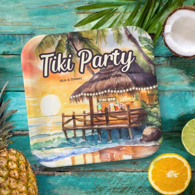 Plato De Papel Fiesta Tropical Beach Tiki (Subido por el creador)