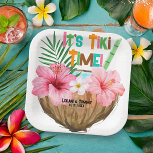 Plato De Papel Fiesta Tropical de Cocktail de Cocktail de Coco