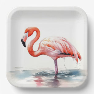 Plato De Papel Fiesta tropical Flamingo