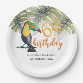 Plato De Papel Fiesta tropical táctil artístico acuarela