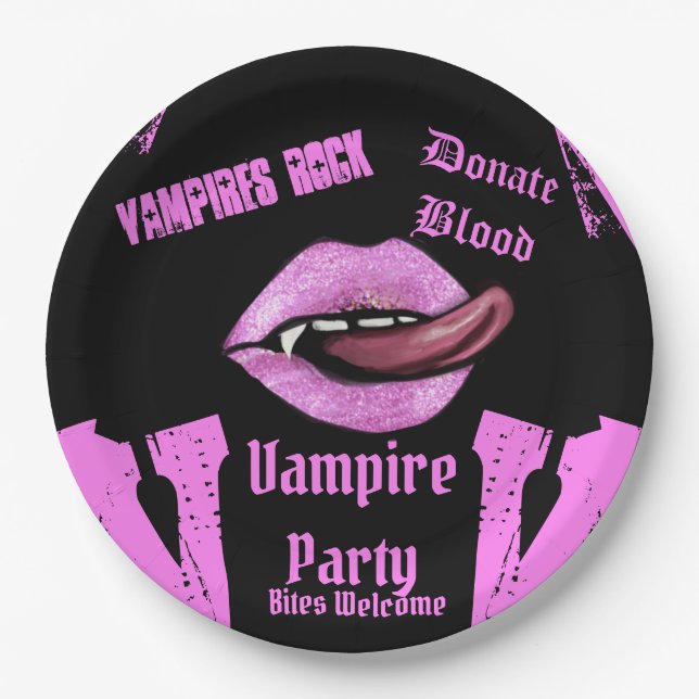PLATO DE PAPEL FIESTA VAMPIRE (Anverso)