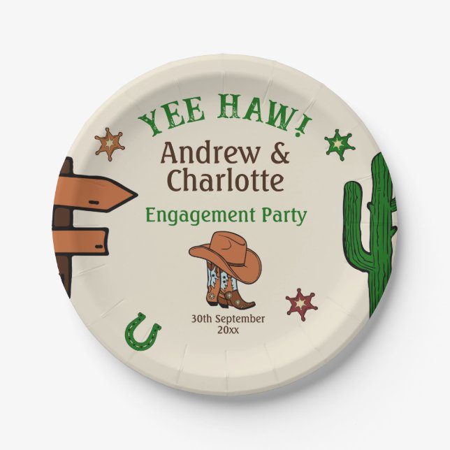 Plato De Papel Fiesta Vaquera del Oeste Salvaje (Anverso)