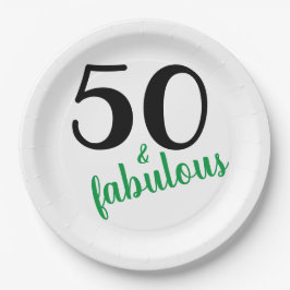 Plato De Papel Fiesta Verde de los 50 y los fabulosos cumpleaños