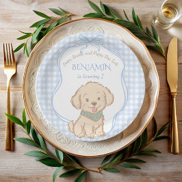 Plato De Papel Fiesta vintage de Recortes, Caracoles y Colas de P