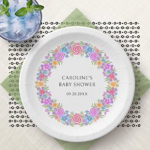 Plato De Papel Fiesta Vivid Floral Baby Shower