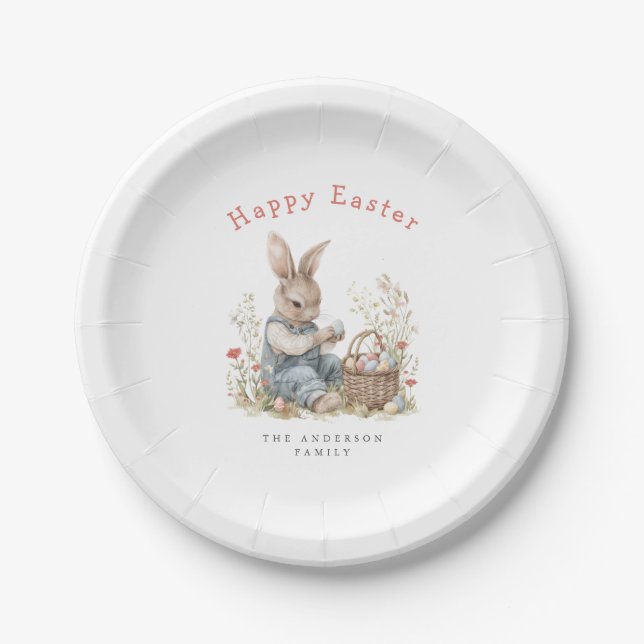 Plato De Papel Fiesta Watercolor Easter (Anverso)