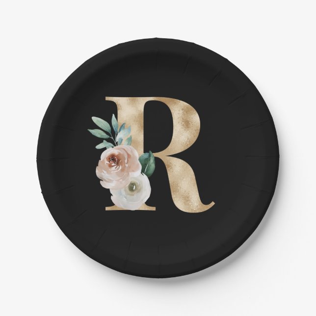 Plato De Papel Fiestas de invierno iniciales letra R (Anverso)