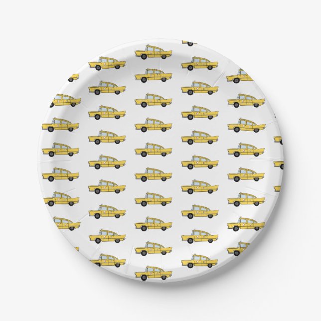 Plato De Papel Fiestas de taxi de NYC, por favor, placas Fiestas  (Anverso)