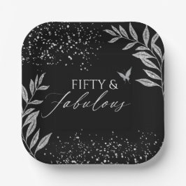Plato De Papel Fifty & Fabulous Black Glam 50th bithday
