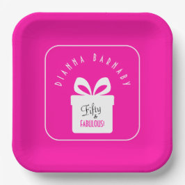 Plato De Papel Fifty & FABULOUS! Hot Pink 50th Birthday Party