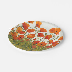 Plato De Papel Filas de Poppies I
