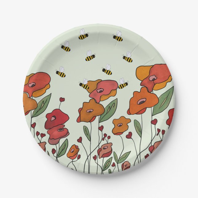 Plato De Papel filigranes de campo de amapola (Anverso)