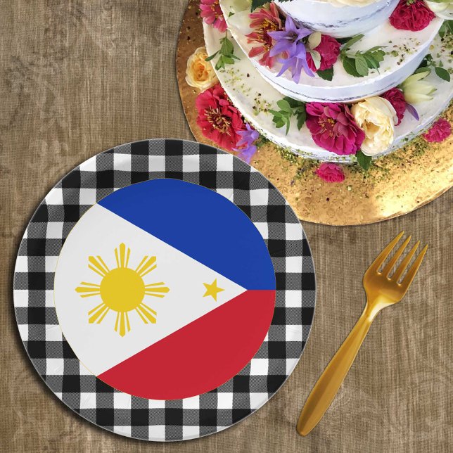 Plato De Papel Filipinas: Placa, manta de búfalo y bandera filipi (Subido por el creador)