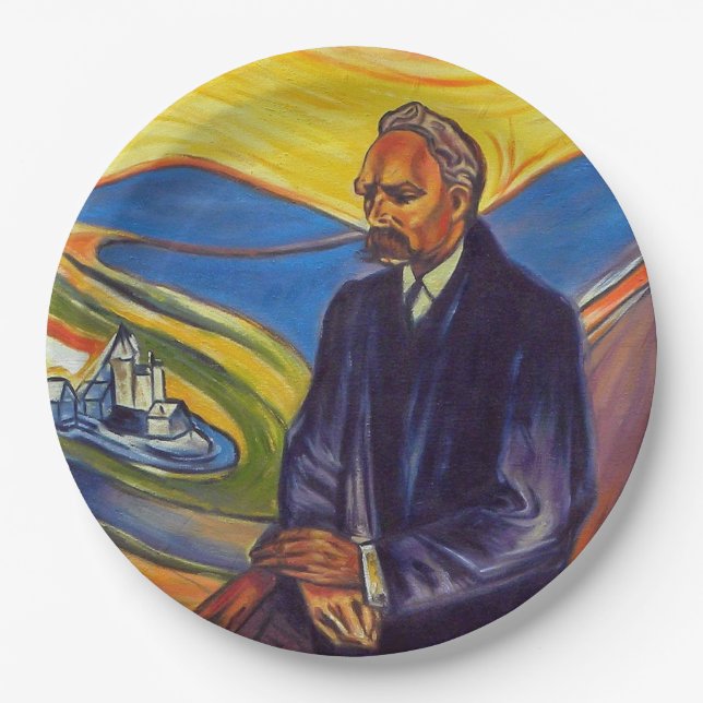 Plato De Papel Filósofo Friedrich Nietzsche (por Edvard Munch) (Anverso)