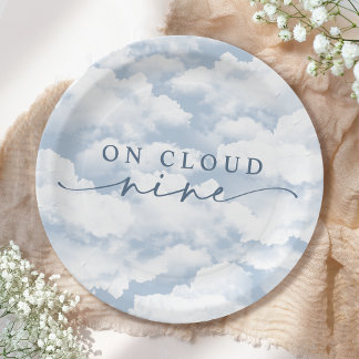 Plato De Papel Fin de semana de bachillerato "En Nueve Nubes" azu