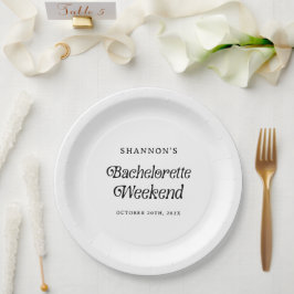 Plato De Papel Fin de semana de despedida de soltera minimal retr