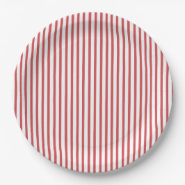 Plato De Papel Fina franja roja y blanca