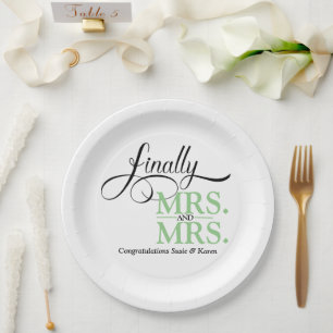 Plato De Papel Finalmente, la Sra. y la Sra. Wedding