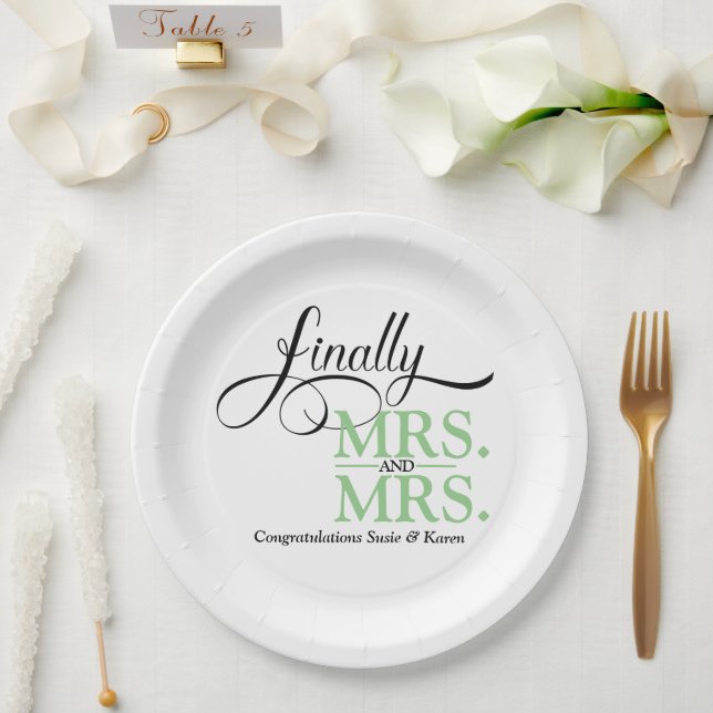 Plato De Papel Finalmente, la Sra. y la Sra. Wedding (Boda)