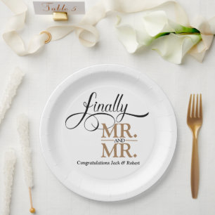 Plato De Papel Finalmente recepción de boda de Sr y Sr 