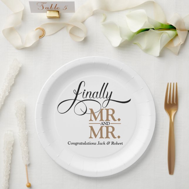 Plato De Papel Finalmente recepción de boda de Sr y Sr  (Boda)