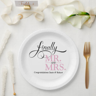 Plato De Papel Finalmente Sr. y Sra. Wedding Reception