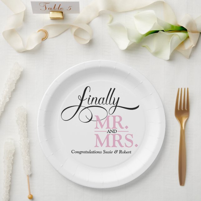 Plato De Papel Finalmente Sr. y Sra. Wedding Reception (Boda)