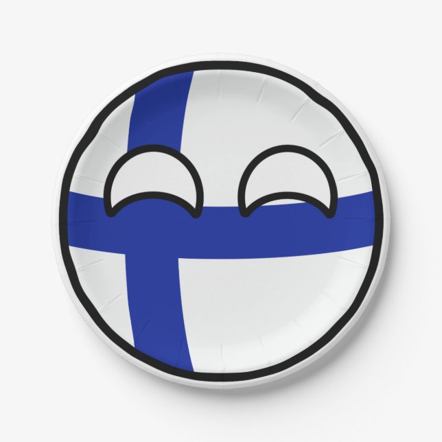 Plato De Papel Finlandia Geeky que tiende divertida Countryball (Anverso)