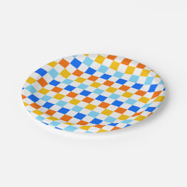 Plato De Papel Fire and ice checkerboard pattern