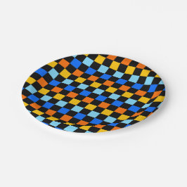 Plato De Papel Fire and ice checkerboard pattern