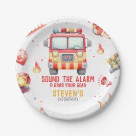 Plato De Papel Fire Truck Sound the Alarm Baby Shower
