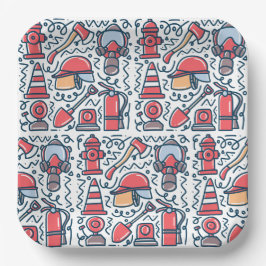Plato De Papel Firefighter