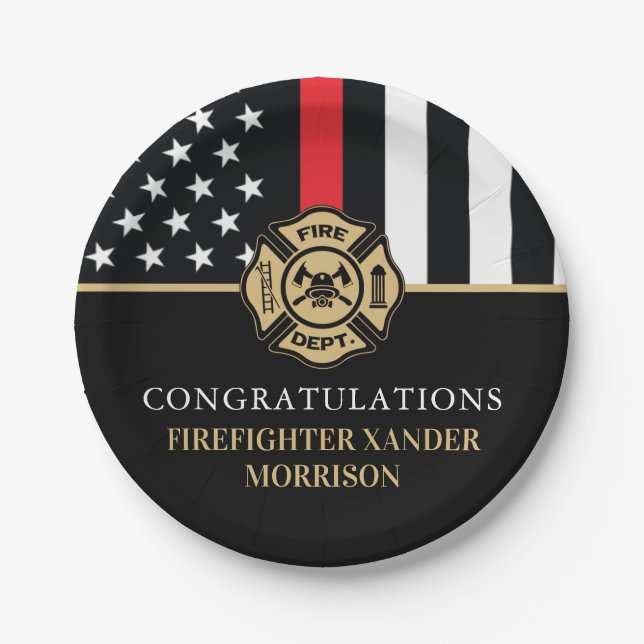 Plato De Papel Firefighter Retirement Fire Department Party (Anverso)