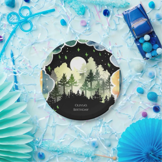 Plato De Papel Firefly Forest Woodland Birday (Fiesta)