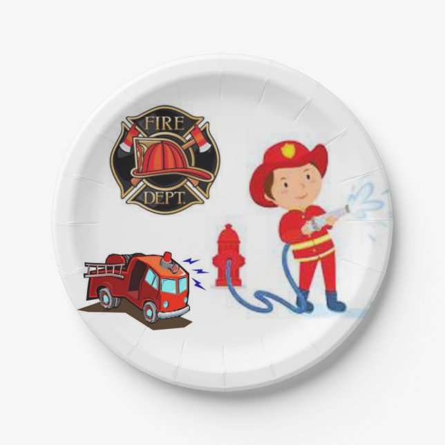 Plato De Papel Fireman de placas de papel (Anverso)