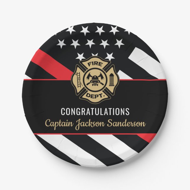 Plato De Papel Fireman Fire Department Firefighter Retirement (Anverso)