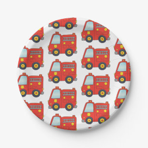 Plato De Papel Firetruck adaptable