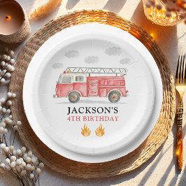 Plato De Papel Firetruck Calling All Firefigthers Boy Birthday